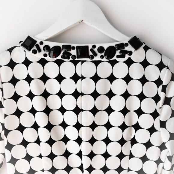 C2 STUDIO Black & White Circle Pattern Dress with Gemstones - Size Small - Picture 4 of 8